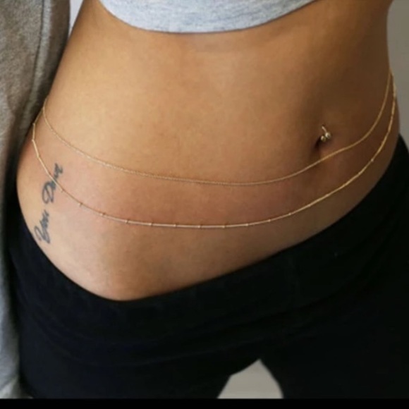 Silver tone single layer belly chain - Picture 3 of 5